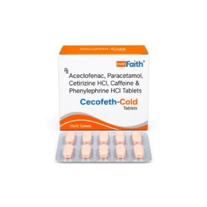 Aceclofenac 100 mg + Paracetamol 325 mg + Cetirizine 10 mg + Phenylephrine 5 mg + Caffeine 25 mg